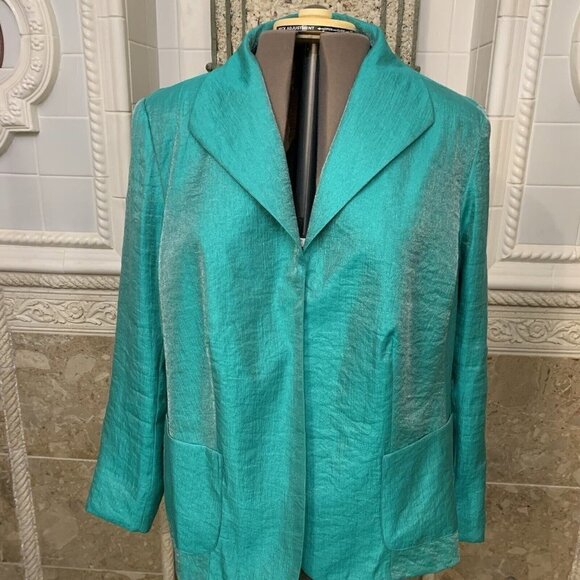 TanJay. Size 16W. Shimmer Rayon/poly/nylon. Long Sleeve. Lined. Pockets. B69 - Picture 1 of 7